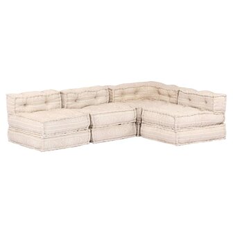 Poef vierzits modulair stof beige 3