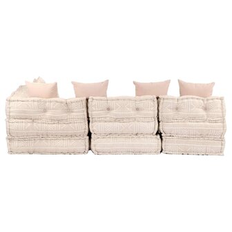 Poef vierzits modulair stof beige 4