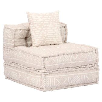Poef vierzits modulair stof beige 6