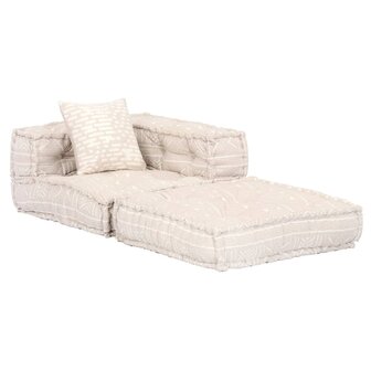 Poef vierzits modulair stof beige 9