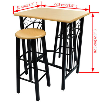 Eetset hout met zwart staal tan  6