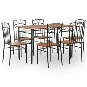 7-delige Eethoek MDF en staal bruin 1