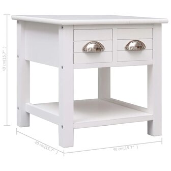 Bijzettafel 40x40x40 cm paulowniahout wit 8