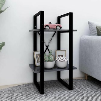 Boekenkast met 2 schappen 40x30x70 cm bewerkt hout grijs 1