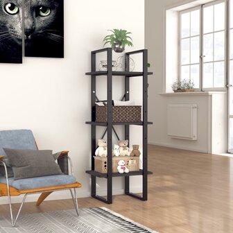Boekenkast met 3 schappen 40x30x105 cm bewerkt hout grijs 1