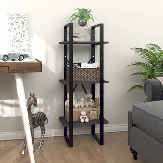 Boekenkast met 3 schappen 40x30x105 cm bewerkt hout grijs 6