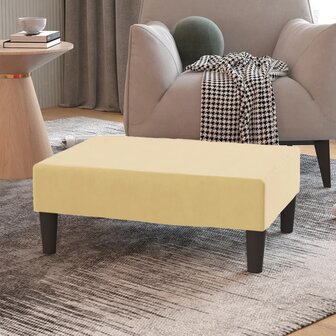 Voetenbank 78x56x32 cm fluweel cr&egrave;mekleurig 1