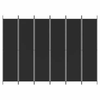 Kamerscherm met 6 panelen 300x220 cm stof zwart 3