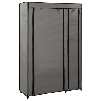Kledingkast opvouwbaar 110x45x175 cm stof grijs 1