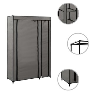 Kledingkast opvouwbaar 110x45x175 cm stof grijs 2