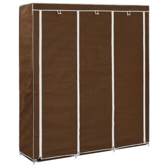 Kledingkast met vakken en stangen 150x45x175 cm stof bruin 1