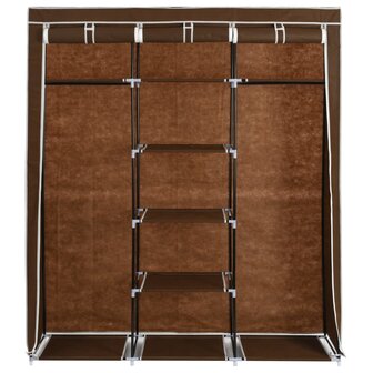 Kledingkast met vakken en stangen 150x45x175 cm stof bruin 4