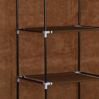 Kledingkast met vakken en stangen 150x45x175 cm stof bruin 6