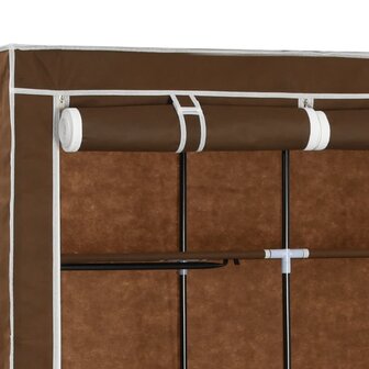 Kledingkast met vakken en stangen 150x45x175 cm stof bruin 7