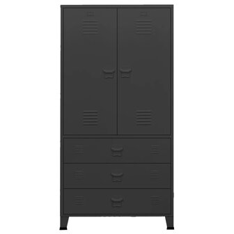 Kledingkast industrieel 90x50x180 cm metaal zwart 3