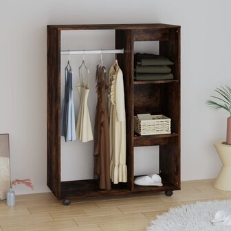 Kledingkast 80x40x110 cm bewerkt hout gerookt eikenkleurig 1