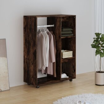 Kledingkast 80x40x110 cm bewerkt hout gerookt eikenkleurig 3
