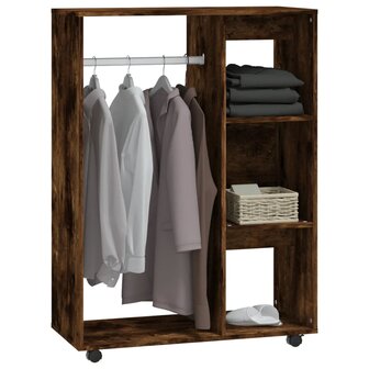 Kledingkast 80x40x110 cm bewerkt hout gerookt eikenkleurig 4