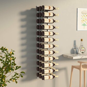 Wijnrek voor 36 flessen wandmontage ijzer wit 1