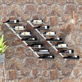 Wijnrekken 2 st voor 7 flessen wandmontage metaal wit 1