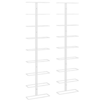 Wijnrekken 2 st wandmontage voor 9 flessen ijzer wit 2