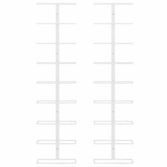 Wijnrekken 2 st wandmontage voor 9 flessen ijzer wit 4