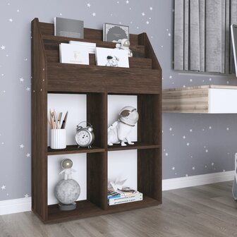 Kindertijdschriftenrek 71x30x114 cm bewerkt hout gerookt eiken 1