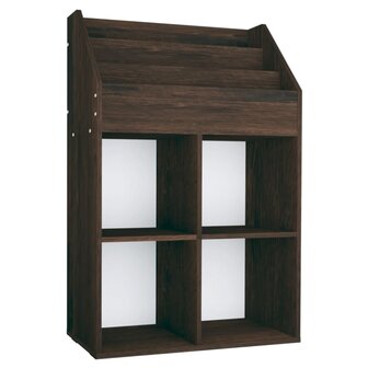 Kindertijdschriftenrek 71x30x114 cm bewerkt hout gerookt eiken 2