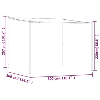 Prieel 3x3 m 180 g/m&sup2; stof en staal wit 8