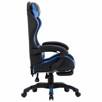 Racestoel met voetensteun kunstleer blauw en zwart 3
