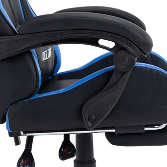 Racestoel met voetensteun kunstleer blauw en zwart 7