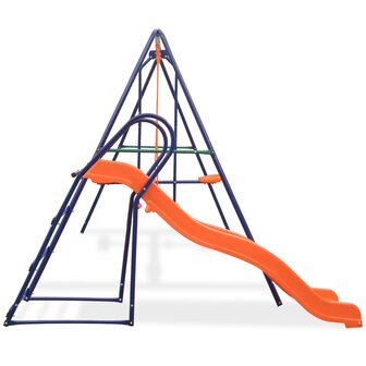 Schommelset met glijbaan en 3 zitjes oranje 2