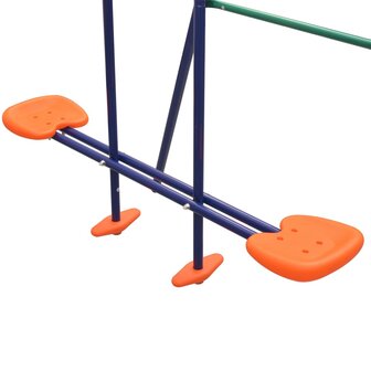 Schommelset met glijbaan en 3 zitjes oranje 6