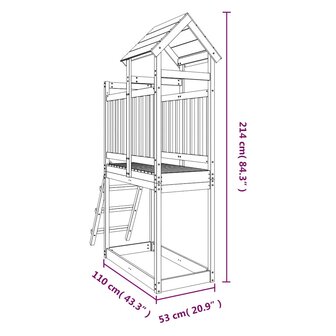 Speelhuis 53x110x214 cm ge&iuml;mpregneerd grenenhout 9