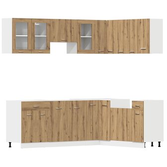 11-delige Keukenkastenset bewerkt hout artisanaal eiken 2