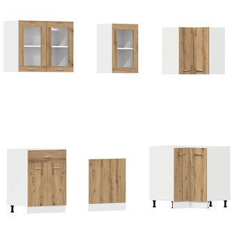 11-delige Keukenkastenset bewerkt hout artisanaal eiken 4