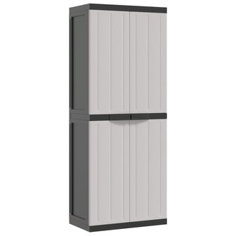Tuinkast 65x37x165 cm polypropeen grijs en zwart 2