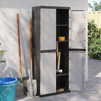Tuinkast 65x37x165 cm polypropeen grijs en zwart 3