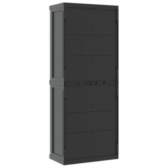 Tuinkast 65x37x165 cm polypropeen grijs en zwart 6