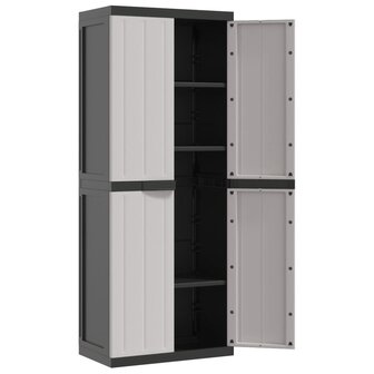 Tuinkast 65x37x165 cm polypropeen grijs en zwart 9