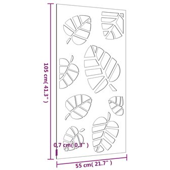 Wanddecoratie tuin bladontwerp 105x55 cm cortenstaal 8