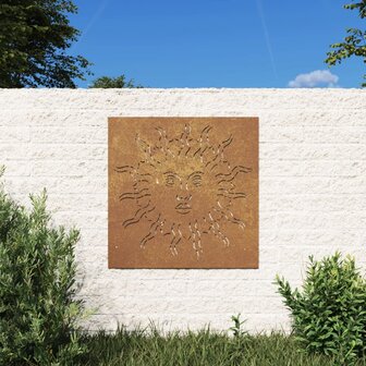 Wanddecoratie tuin zonontwerp 55x55 cm cortenstaal 1