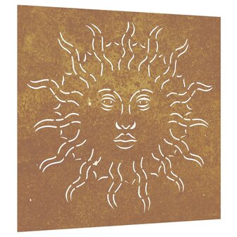 Wanddecoratie tuin zonontwerp 55x55 cm cortenstaal 2
