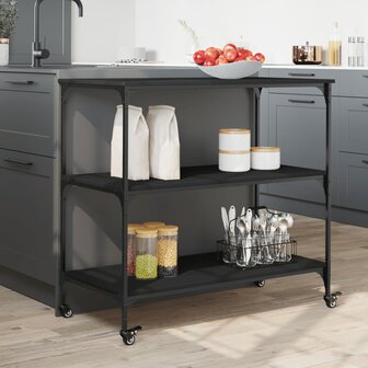 Keukentrolley 102x50x95 cm bewerkt hout zwart 4