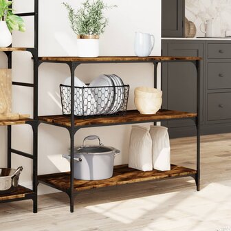 Keukentrolley 102x50x95 cm bewerkt hout gerookt eikenkleurig 3