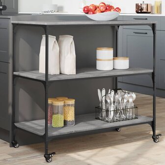Keukentrolley 102x50x95 cm bewerkt hout grijs sonoma eiken 1