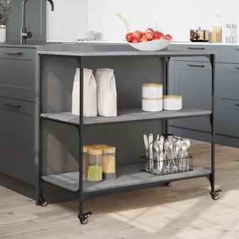 Keukentrolley 102x50x95 cm bewerkt hout grijs sonoma eiken 4