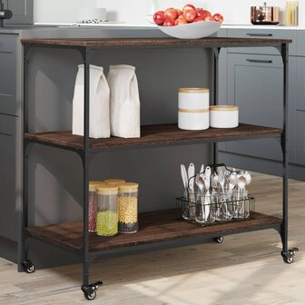 Keukentrolley 102x50x95 cm bewerkt hout bruin eikenkleurig 1