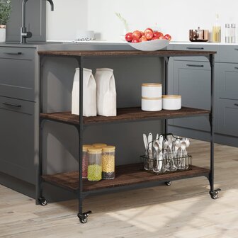 Keukentrolley 102x50x95 cm bewerkt hout bruin eikenkleurig 4