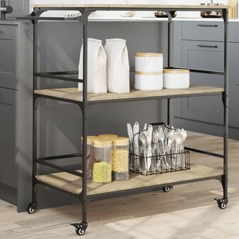 Keukentrolley 100,5x50x105 cm bewerkt hout sonoma eikenkleurig 1